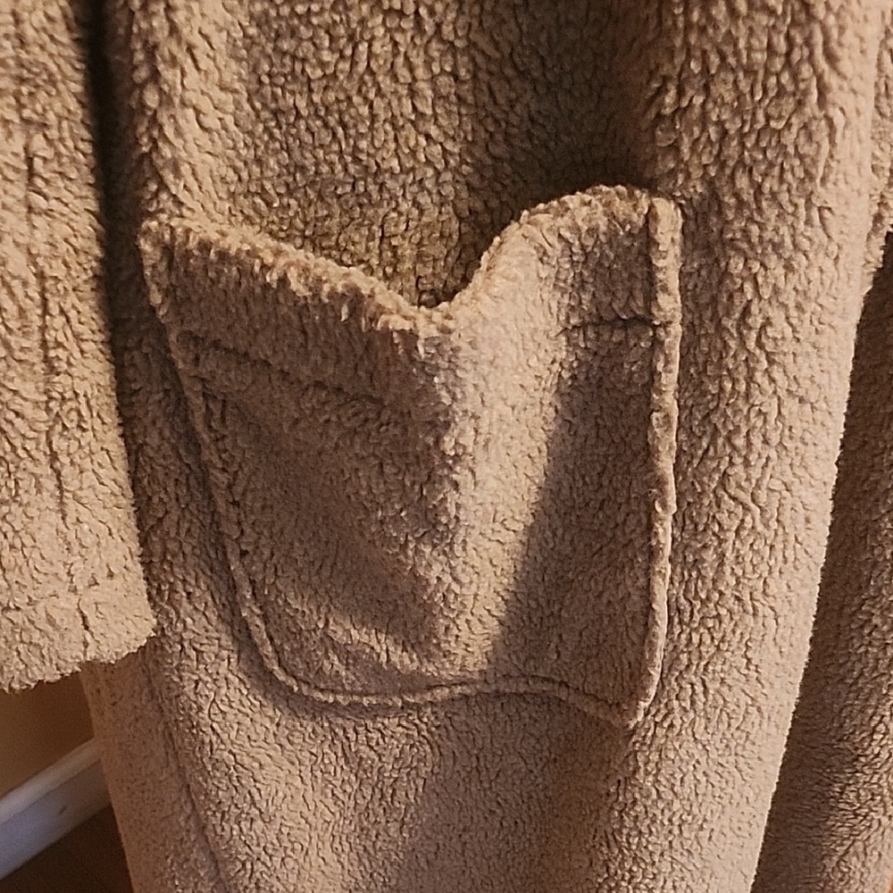 Boston Design Studio Tan Teddy Plush Hooded Winter Coat XLT Tall - Picture 4 of 7